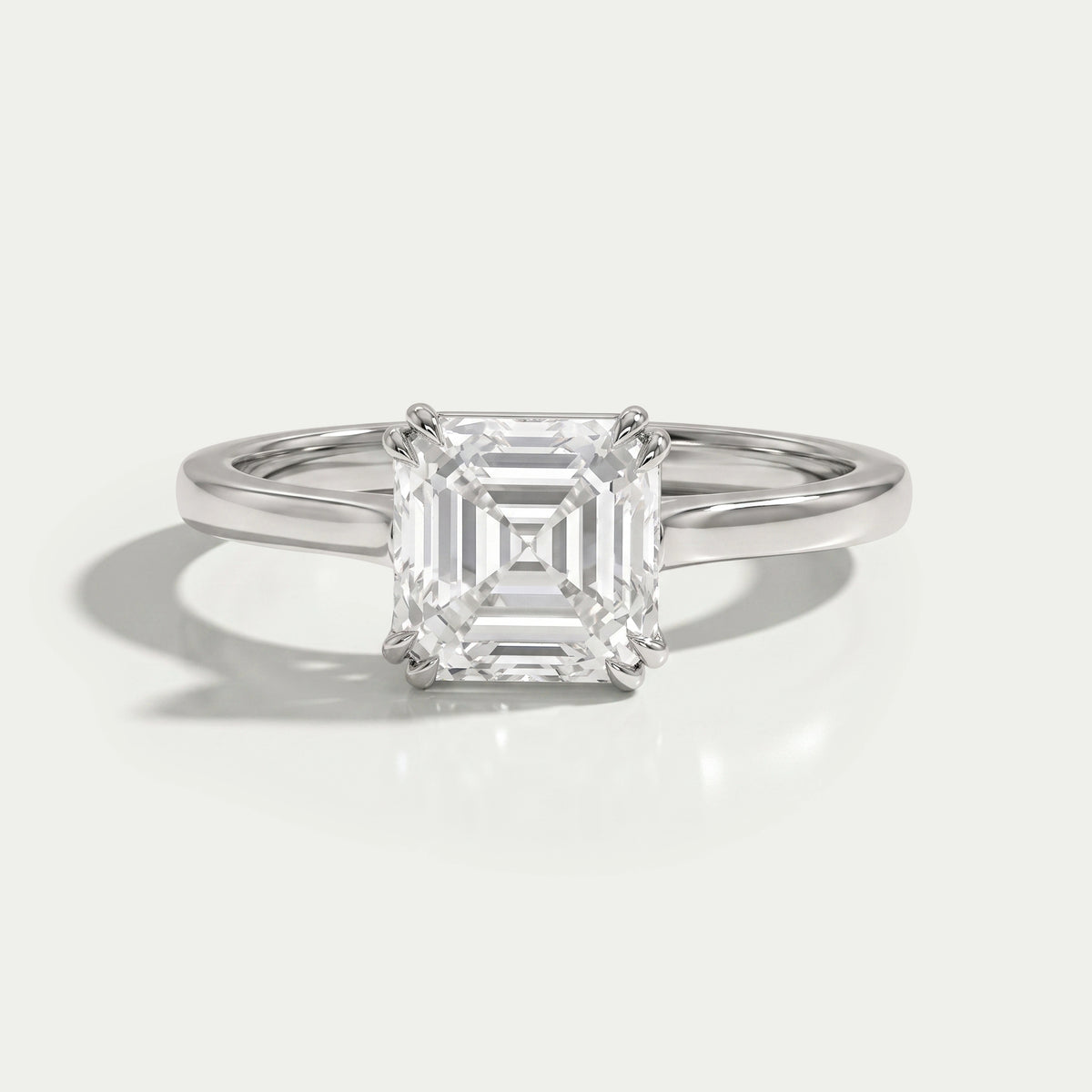 Asscher Cut Solitaire Diamond Engagement Ring Rings