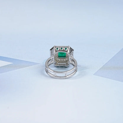 Asscher Shape Lab Gemstone Halo Anniversary Ring Ring