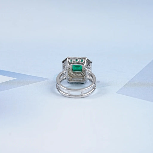 Asscher Shape Lab Gemstone Halo Anniversary Ring Ring