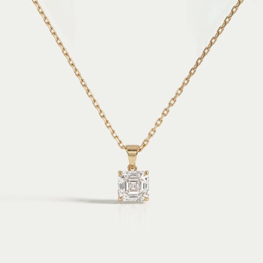 Asscher Lab Diamond Solitaire Pendant Necklaces