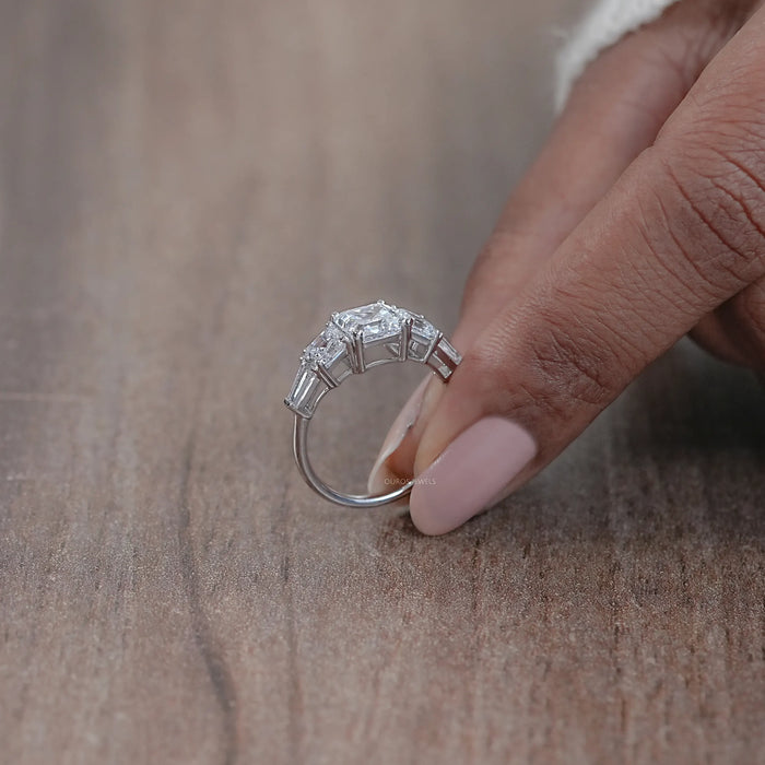 Five Stone Asscher Diamond Engagement Ring