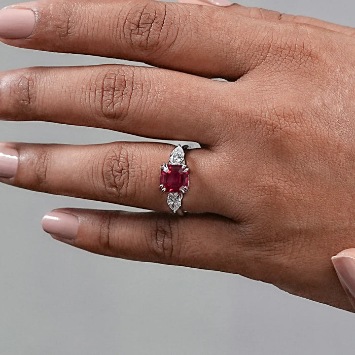 Ruby And Diamond Three Stone Ring Rings