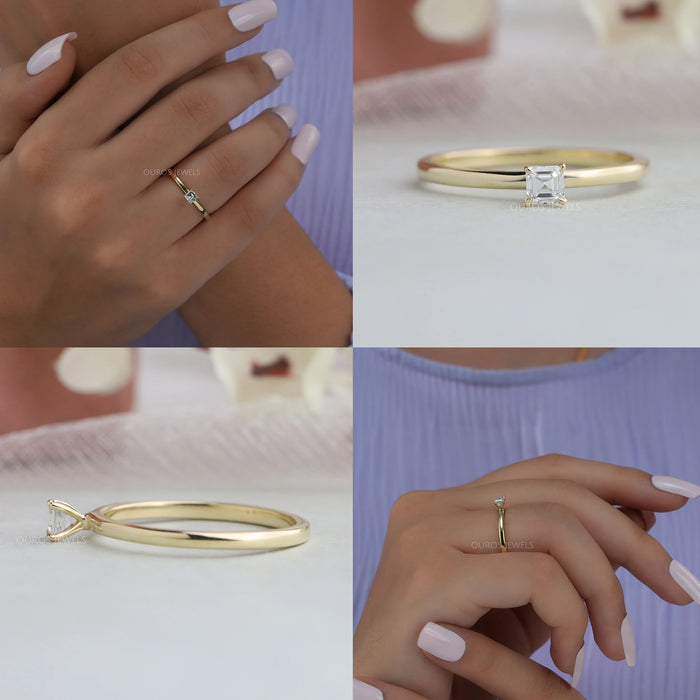 Asscher Cut Solitaire Diamond Promise Ring