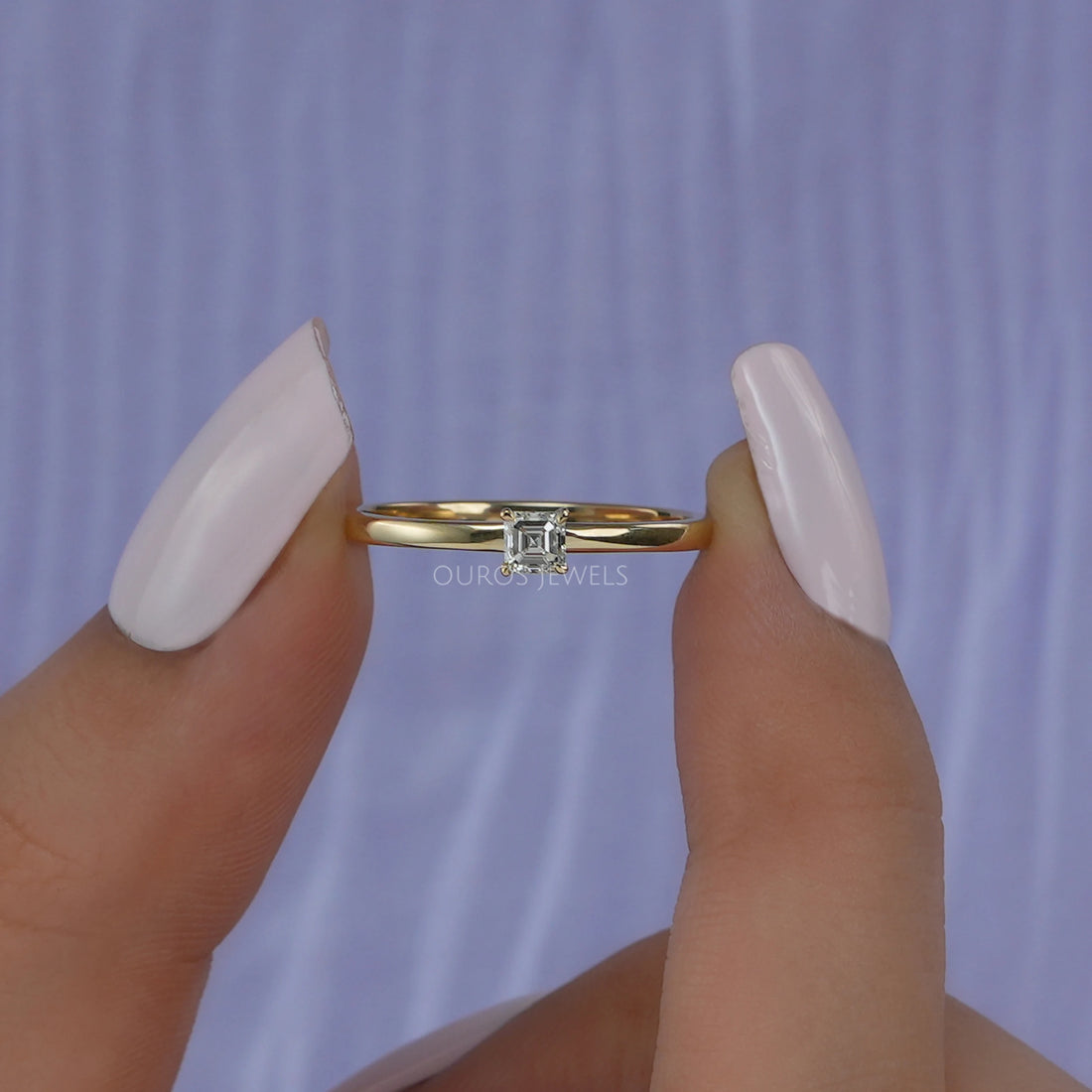 Asscher Cut Solitaire Diamond Promise Ring