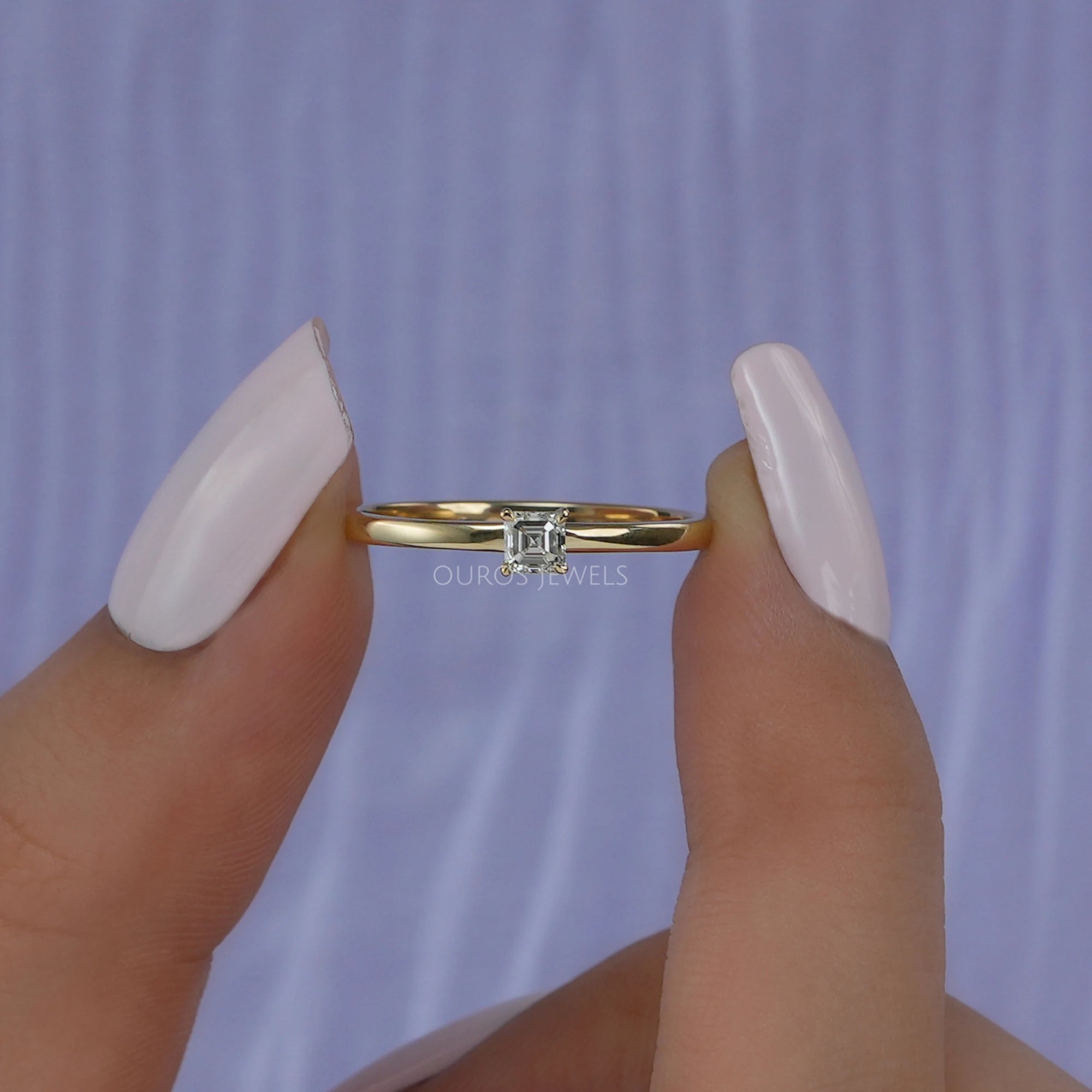 Asscher Cut Solitaire Diamond Promise Ring