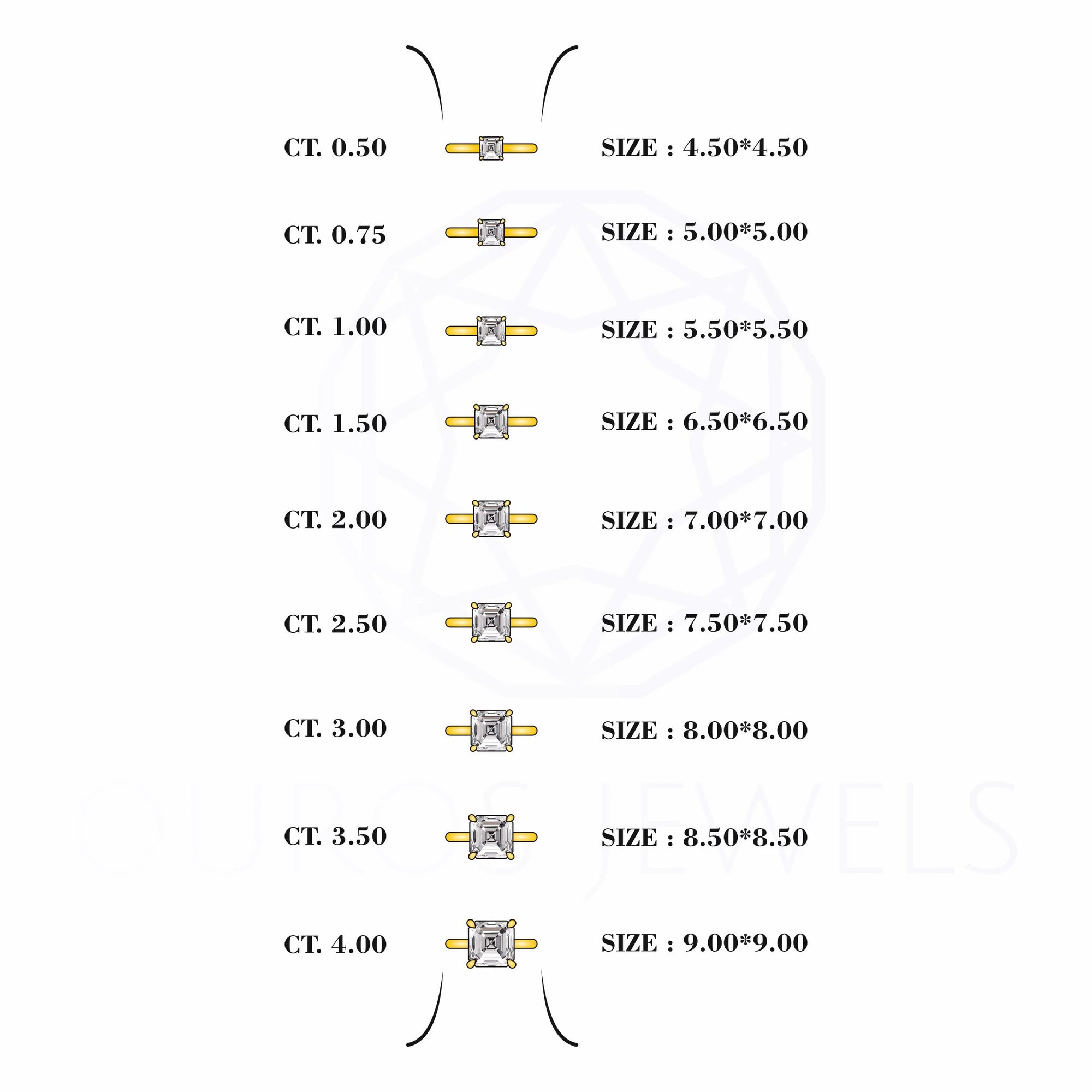 Asscher Cut Solitaire Diamond Engagement Ring Rings