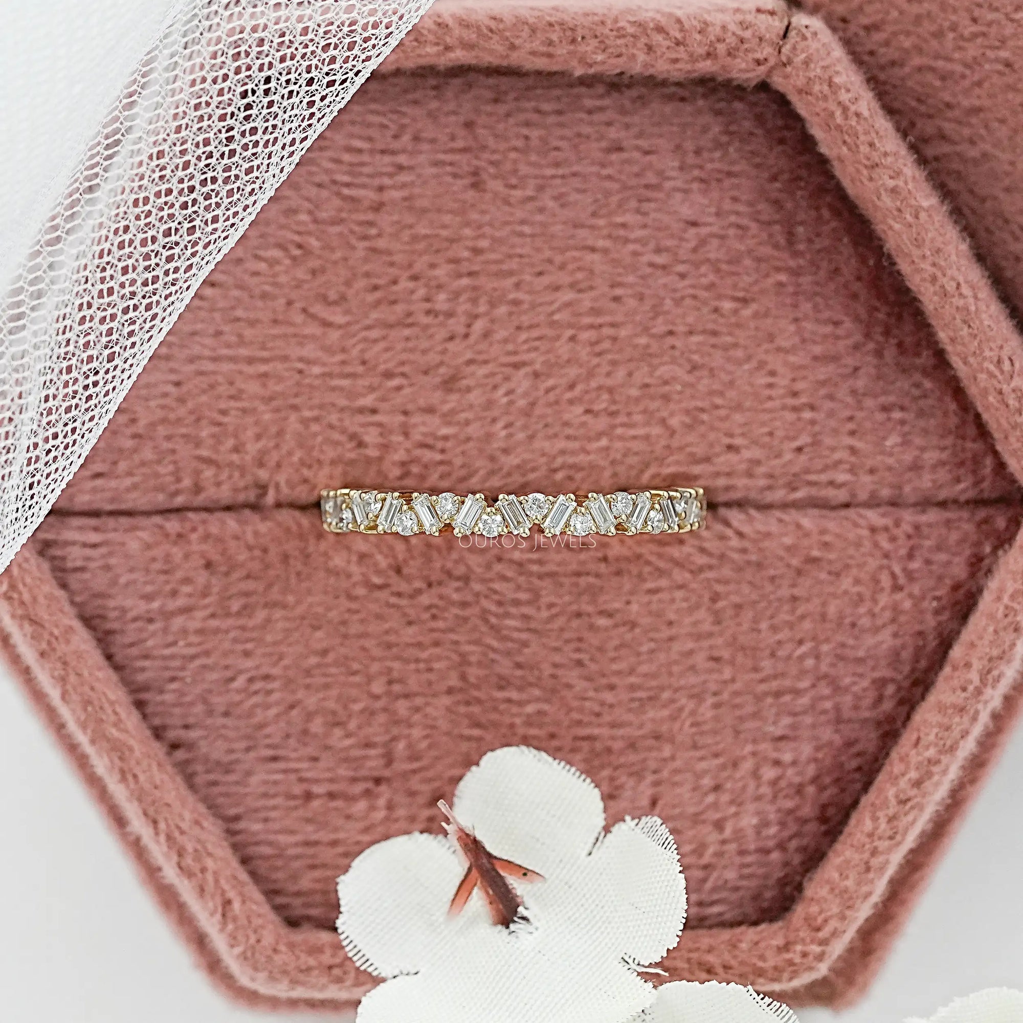 Baguette And Round Diamond Wedding Band