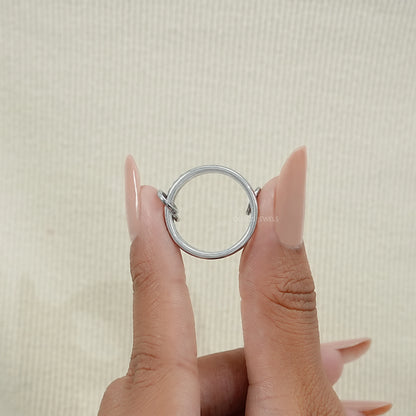 Baguette And Round Diamond Interlink Band Ring