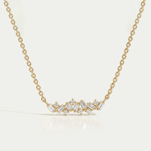 Baguette And Round Lab Diamond Pendant Necklaces