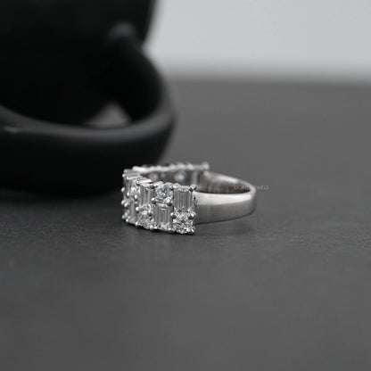 Baguette And Round Brilliant Cut Unisex Rings For Couples Ring