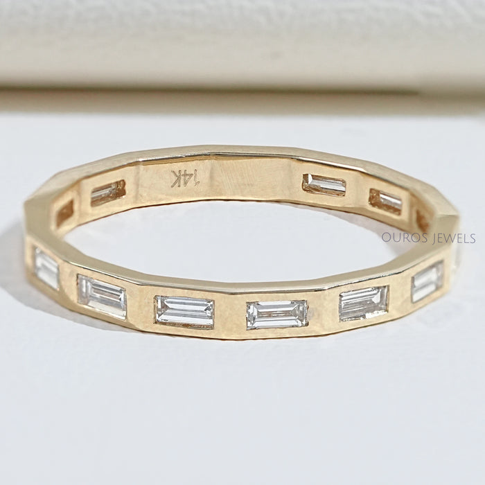 Baguette Cut Flush Set Eternity Wedding Band Rings