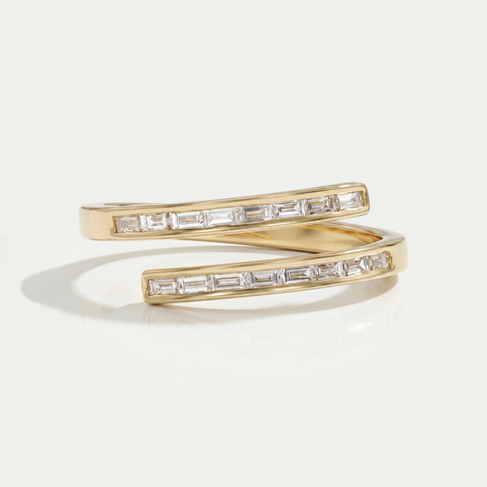 Baguette Cut Lab Diamond Bypass Set Band Rings