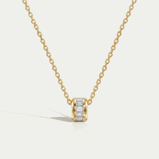 Baguette Lab Diamond Barrel Pendant Necklaces