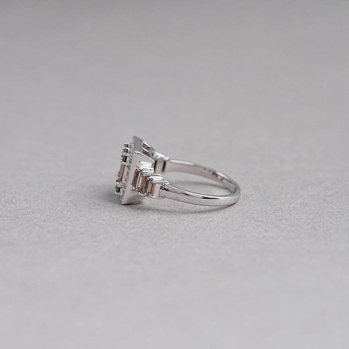 Baguette Cluster Halo Diamond Ring Rings