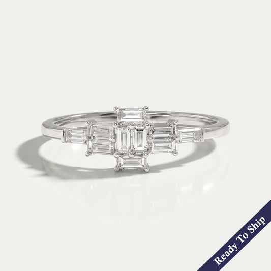 Baguette Cut Cluster Diamond Engagement Ring