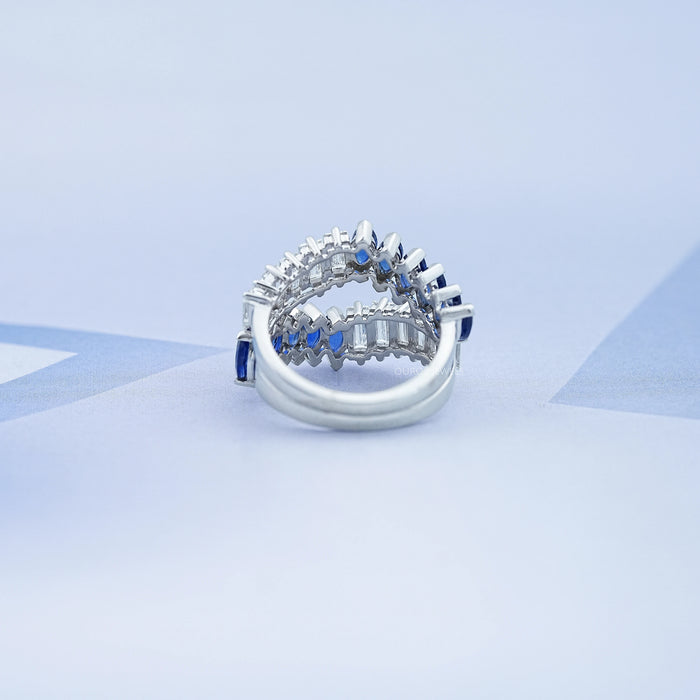 Double Row Sapphire Marquise Gemstone Enhancer Ring Rings