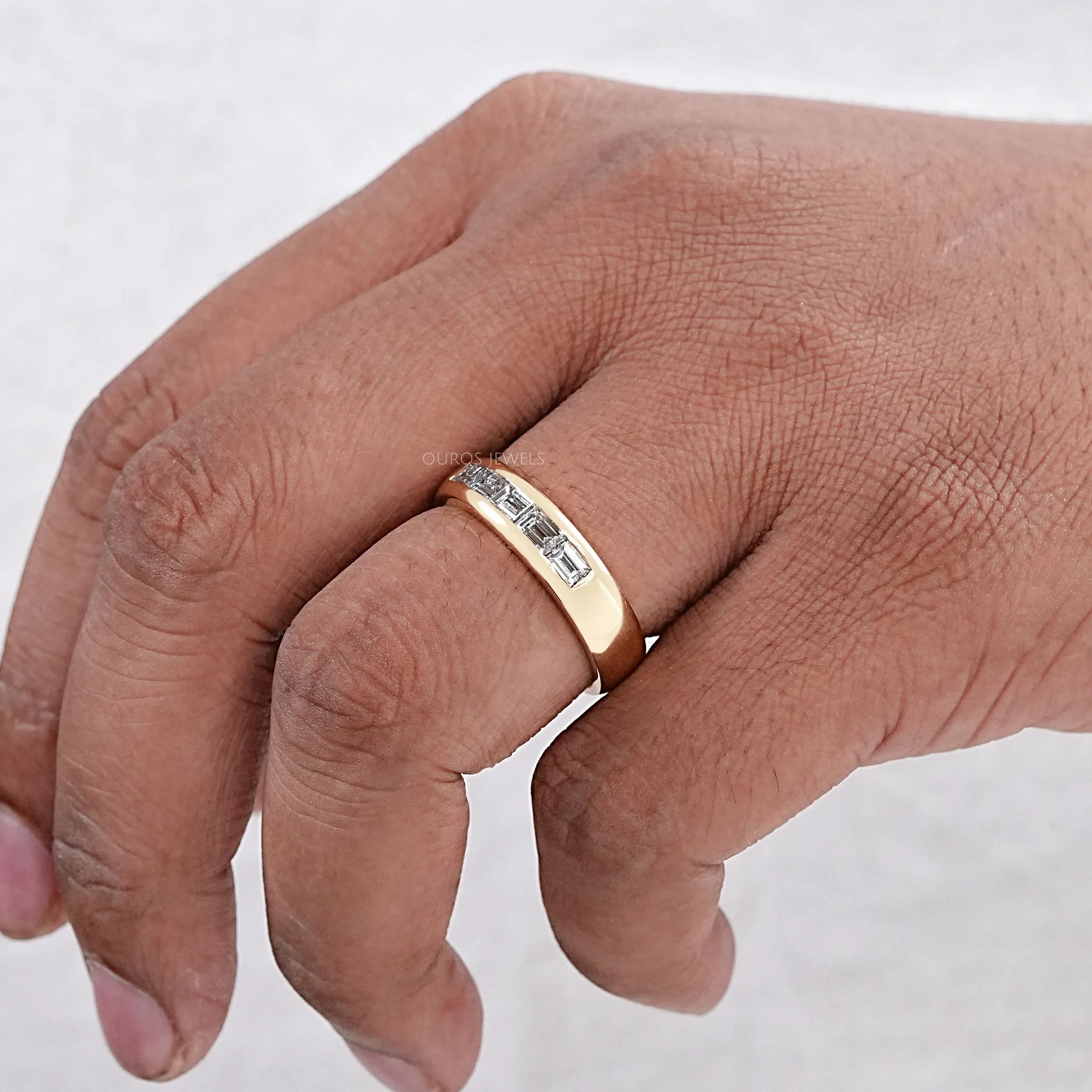Men's Baguette Wedding Band -Channel Setting