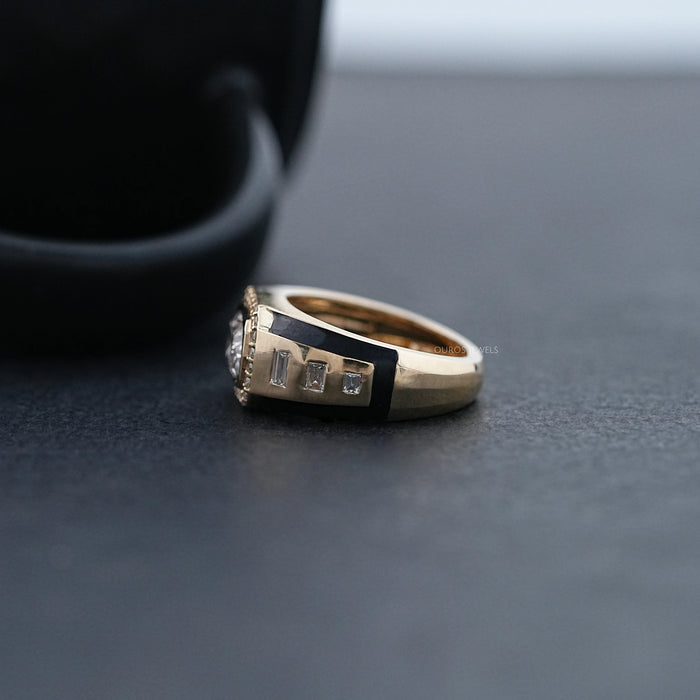 Radiant Lab Diamond Halo Men's Wedding Band Ring