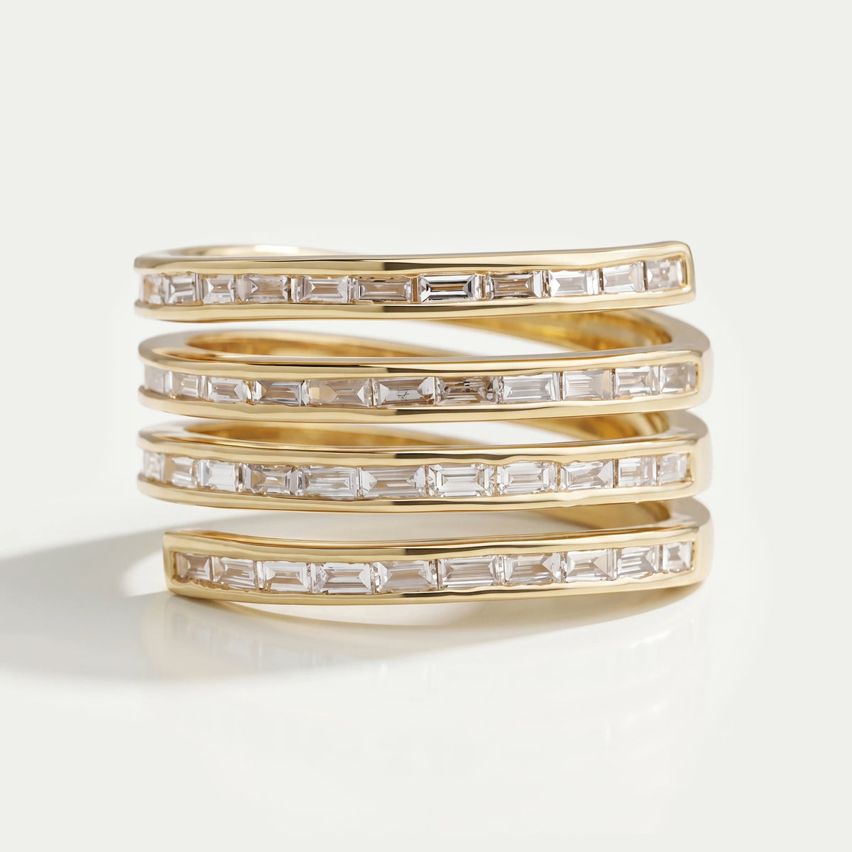 Baguette Cut Lab Diamond Spiral Band Rings