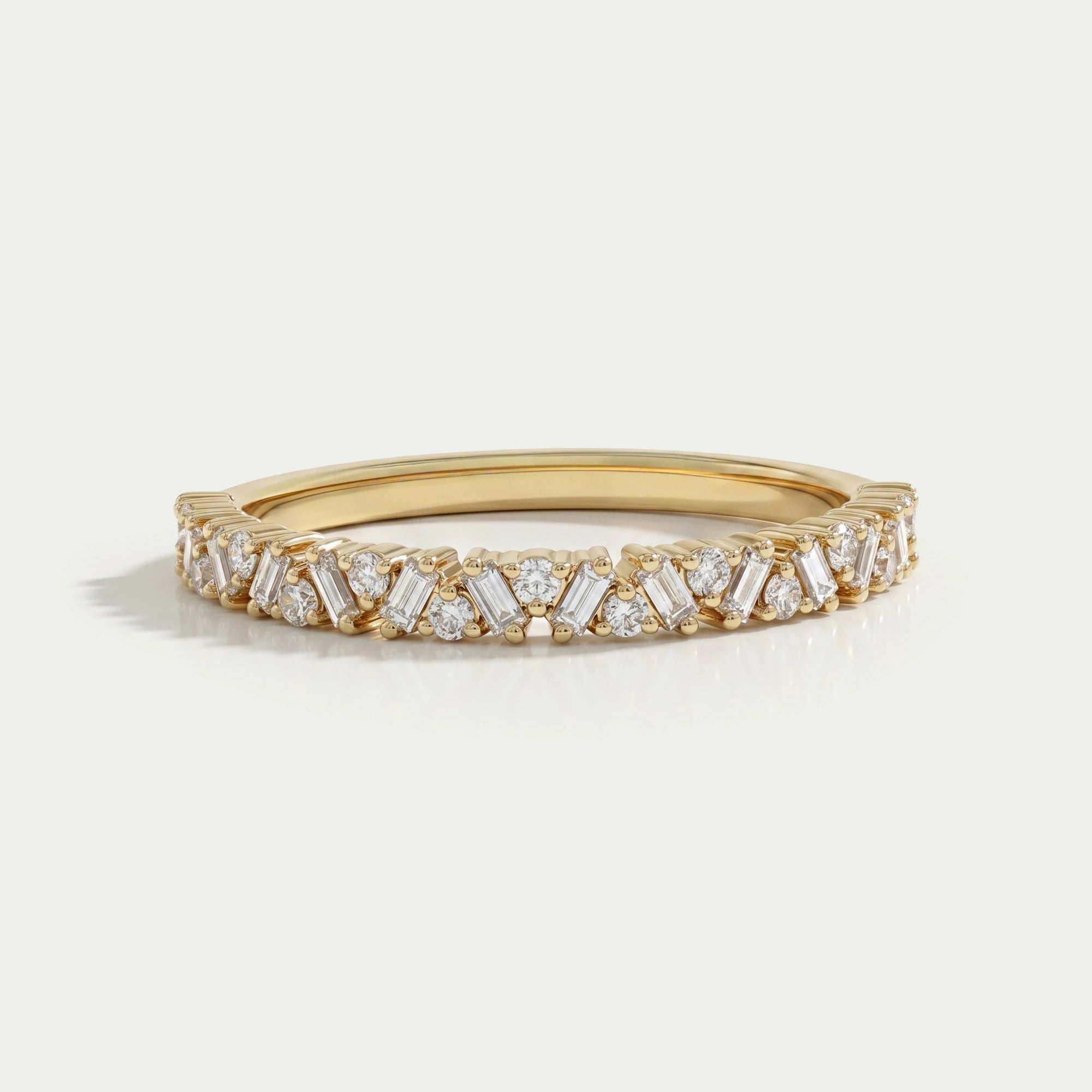 Baguette And Round Diamond Wedding Band