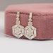 Hexagon Shape Baguette And Round Cut Screw Back Earrings