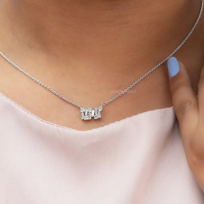 Multi Shape Lab Grown Diamond Cluster Pendant Necklaces