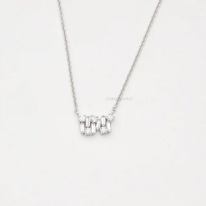Multi Shape Lab Grown Diamond Cluster Pendant Necklaces