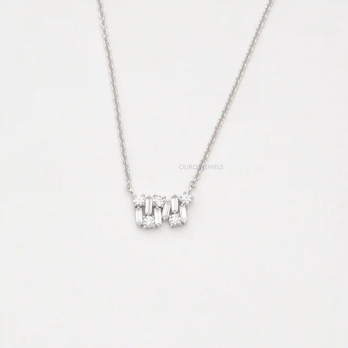 Multi Shape Lab Grown Diamond Cluster Pendant Necklaces