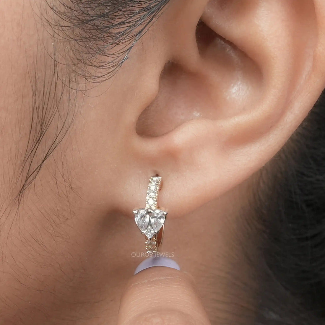 Pear Lab Grown Diamond Petite Huggie Hoop Earrings Earring