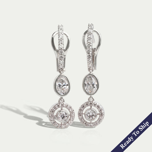Round Cut Lab Grown Diamond Lever Back Earrings