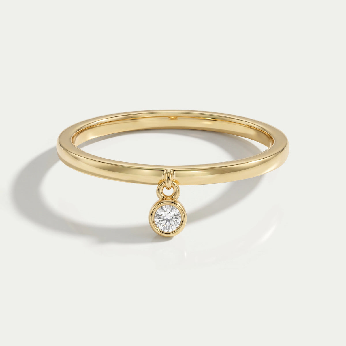 Bezel Set Round Diamond Dangle Ring Rings