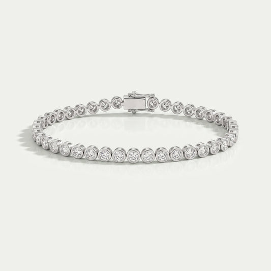 Round Cut Lab Grown Diamond Bezel Set Tennis Bracelet