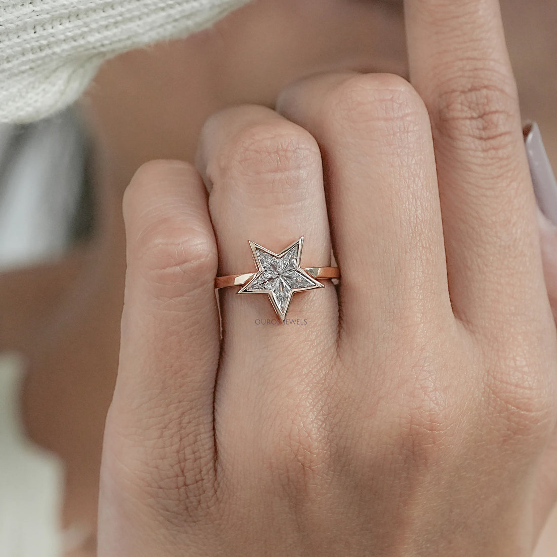 Pie Cut Bezel Setting Solitaire Engagement Ring Rings