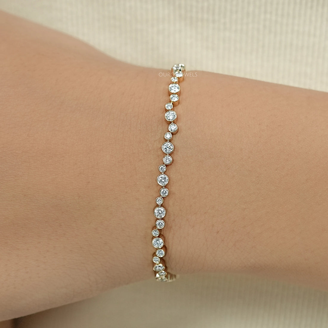 Bezel Set Bubble Diamond Tennis Bracelet Bracelet