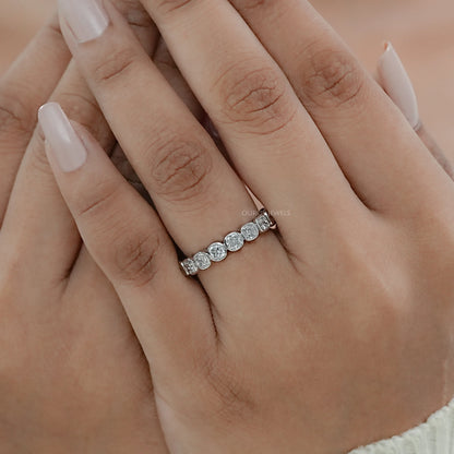 Lab Grown Diamond Eternity Wedding Band - Cushion Cut Ring