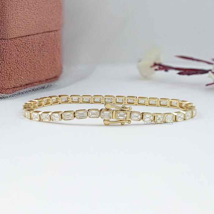 East West Emerald Cut Lab Grown Diamond Tennis Bracelet Bracelet