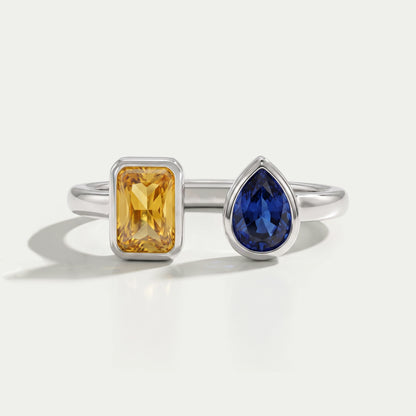 Bezel Set Open Cuff Gemstone Ring