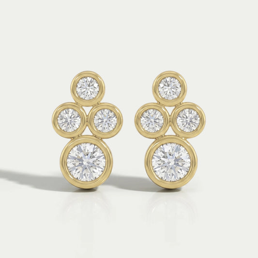 Round Diamond Bezel Set Stud Earrings Earring