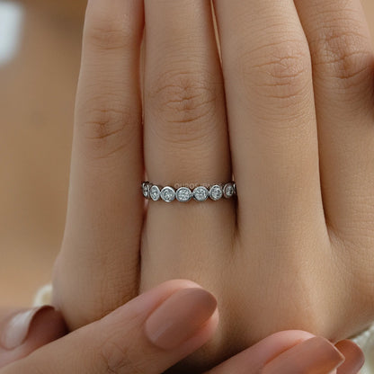 Round Diamond Bezel Set Half Eternity Band