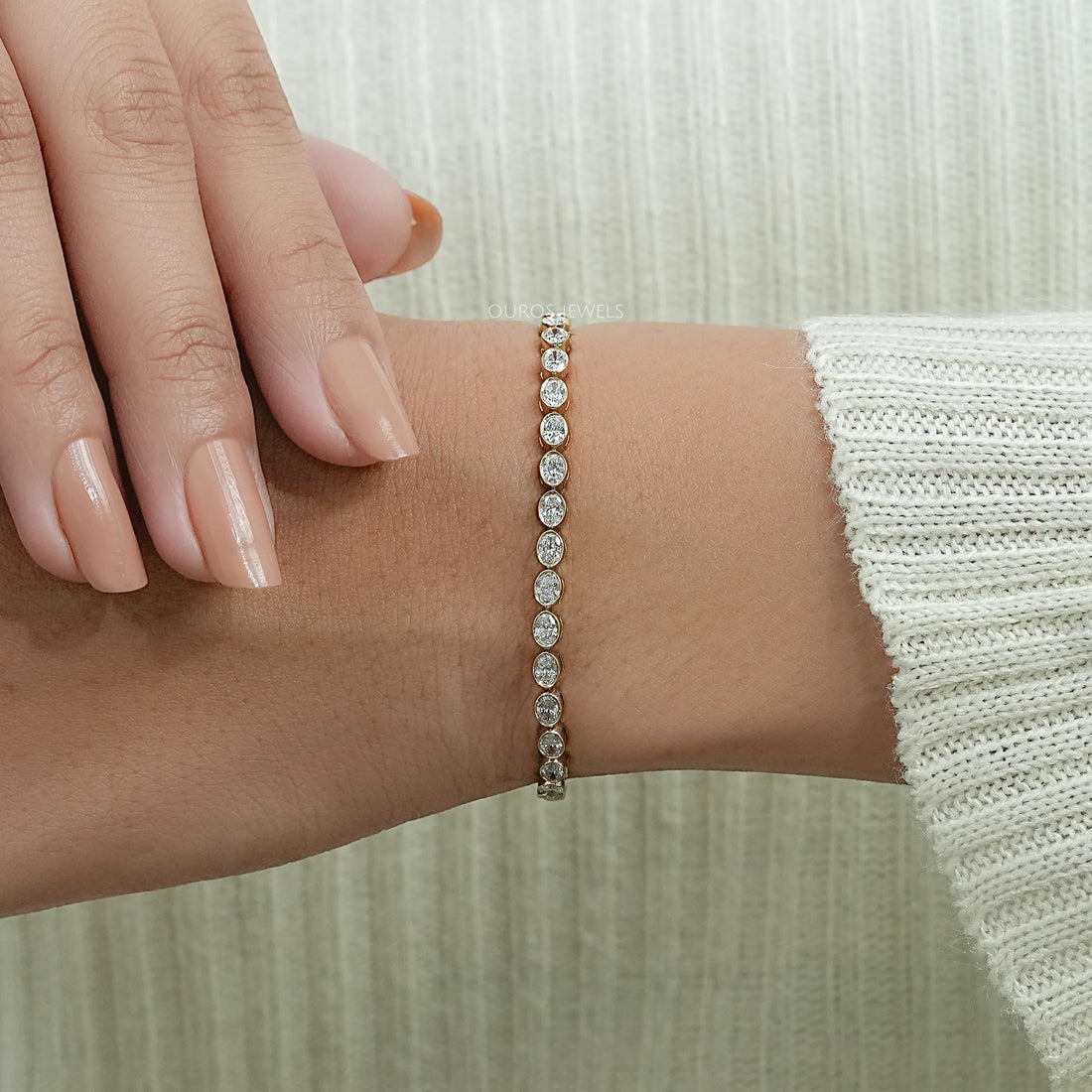 East West Lab Diamond Bezel Set Tennis Bracelet Bracelet