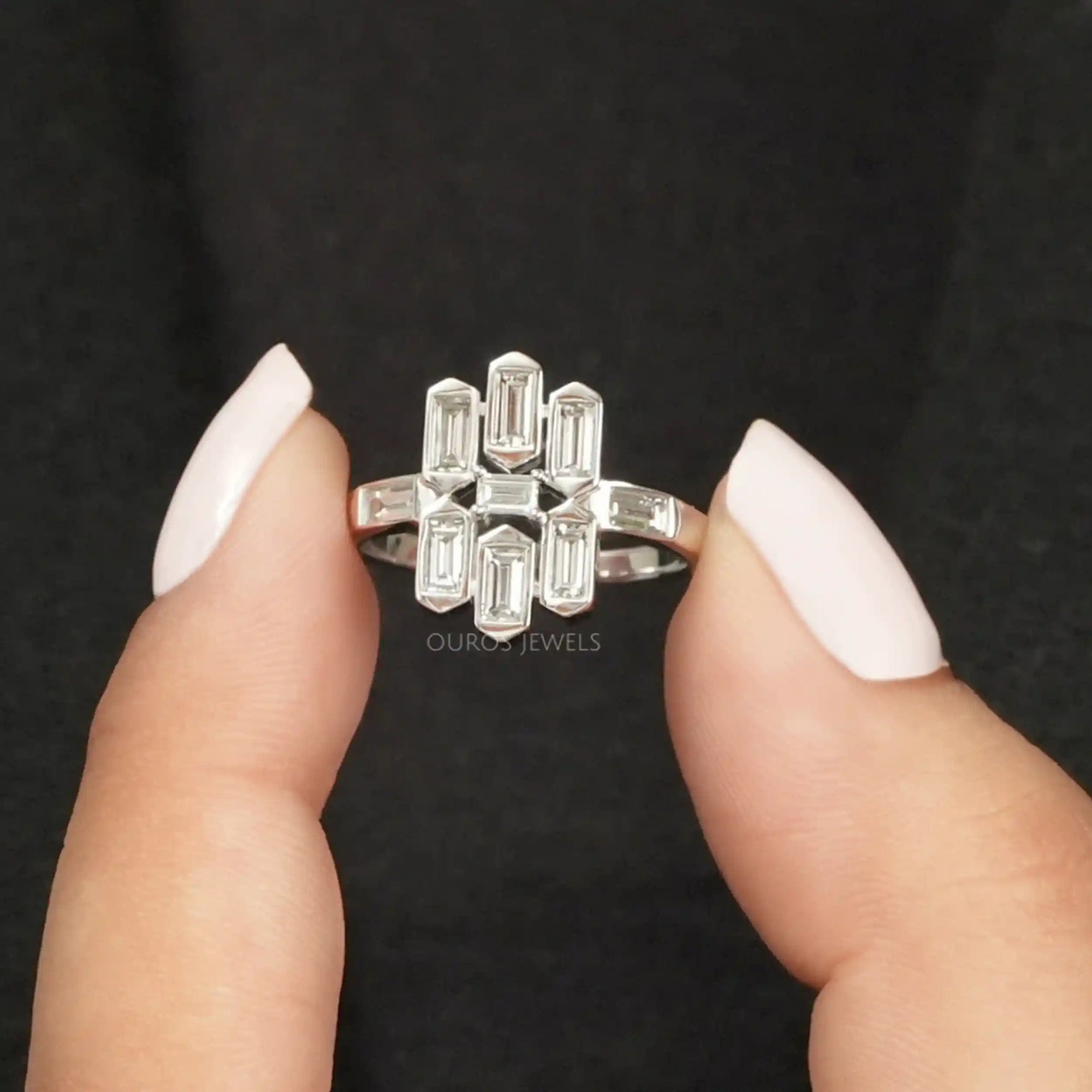 Bezel Set Baguette Cut Lab Grown Diamond Ring