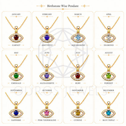 Birth Stone Evil Eye Lab Diamond Pendant