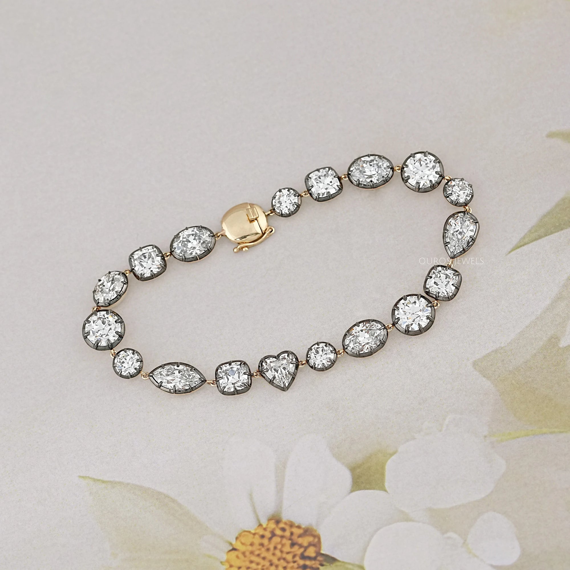 Multi Shape Old Cut Lab Diamond Bracelet