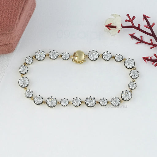 Old European Round Diamond Tennis Bracelet - With Black Coating Bracelet
