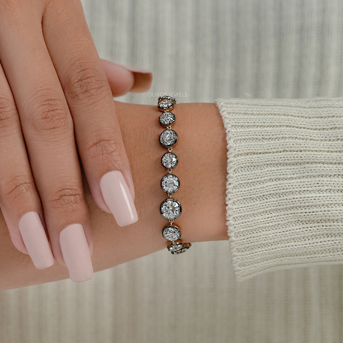 Old European Round Lab Diamond Tennis Bracelet Bracelet