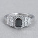 Black Emerald Cut Accent Diamond Engagement Ring Rings