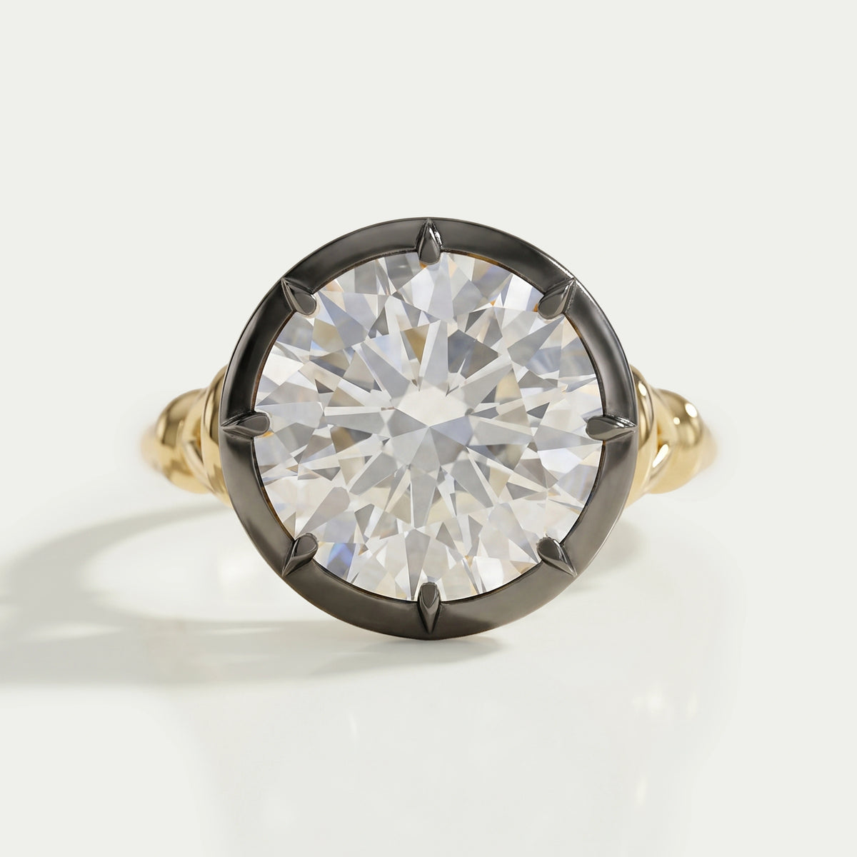 Round Diamond Black Enamel Solitaire Ring Ring