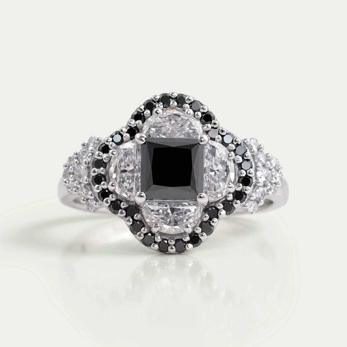 Halo Moon Halo Black Diamond Engagement Ring Rings