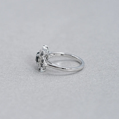 Black Round Cut Halo Baguette Diamond Ring Rings