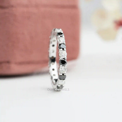 Multi Color Round Lab Diamond Wedding Bands Black EF_VS Ring